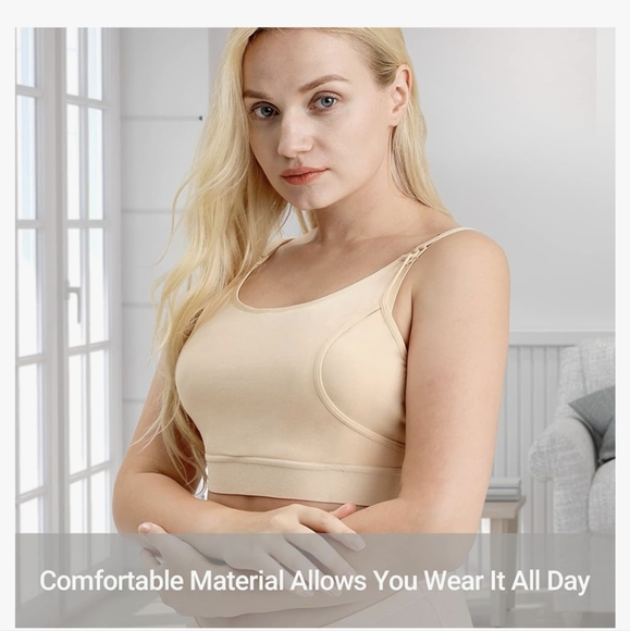 Momcozy Hands free pumping and nursing bra beige Medium - Picture 3 of 9